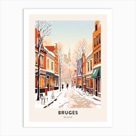 Vintage Winter Travel Poster Bruges Belgium 1 Art Print