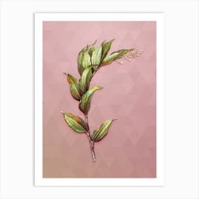 Vintage Treacleberry Botanical Art on Crystal Rose n.1077 Art Print