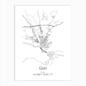 Gori,Georgia Minimalist Map Art Print