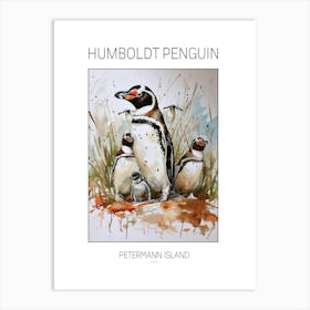 Humboldt Penguin Petermann Island Watercolour Painting 7 Poster Art Print