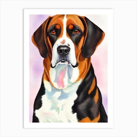 American English Coonhound Watercolour 2 Dog Art Print