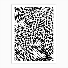Op Art Checkerboard - Monochrome Art Print