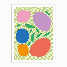 Checkerboard Pastels Abstract Summer Fruits Art Print