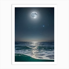 Full Moon Over The Ocean 1 Art Print