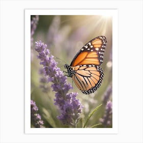 Monarch Butterfly On Lavender 1 Art Print