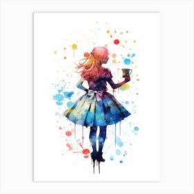 Alice In Wonderland Colourful Watercolour 2 Art Print