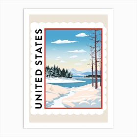 Retro Winter Stamp Poster Big Bear Lake California 1 Art Print