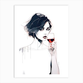 Girl With A Glass Of Wine Art Print