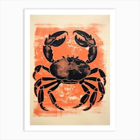 Crab, Woodblock Animal  Drawing 3 Art Print