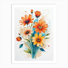 Watercolor Flowers Art Print