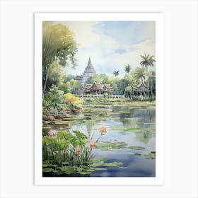 Suan Nong Nooch Garden Thailand Watercolour 1 Art Print