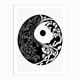 Minimal Yin and Yang 2 Linocut Art Print