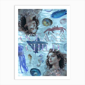 Ocean's Child. Blue Collage Art Print