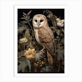 Dark And Moody Botanical Barn Owl 2 Art Print