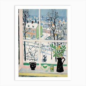 The Windowsill Of Vienna   Austria Snow Inspired By Matisse 2 Art Print