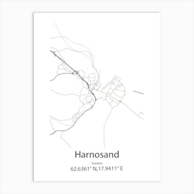 Harnosand,Sweden Minimalist Map Art Print