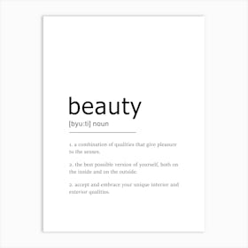 Beauty Definition Poster - Dictionary Art Print