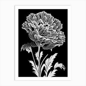 Carnation Leaf Linocut 1 Art Print