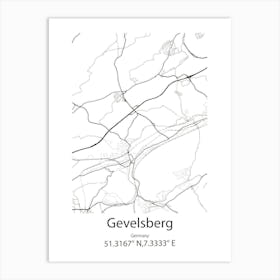 Gevelsberg,Germany Minimalist Map Art Print