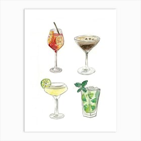 Cocktails Art Print