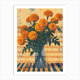 Marigold Flowers On A Table   Contemporary Illustration 3 Art Print