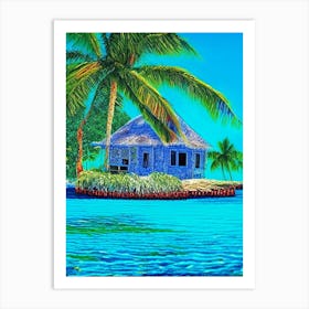 Ambergris Caye Belize Pointillism Style Tropical Destination Art Print