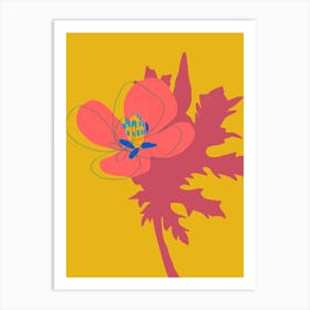 Flower On A Yellow Background Art Print