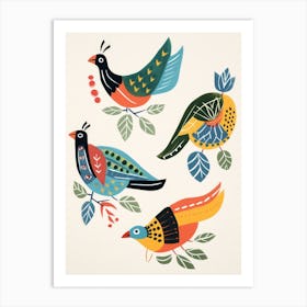 Folk Style Bird Painting Pheasant 4 Art Print