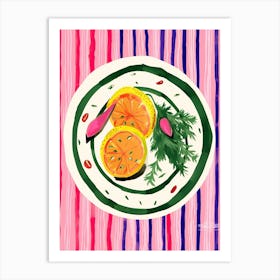 A Plate Of Pumpkins, Autumn Food Illustration Top View 61 Art Print