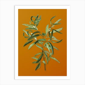 Vintage Sweetfern Botanical on Sunset Orange n.0034 Art Print