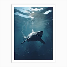  An Illustration Of A Dark Shadow Of A Shark Swimming 4 Art Print