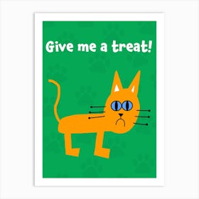 Green and Orange Cat Art Print