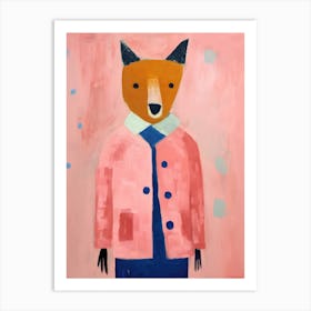 Playful Illustration Of Red Fox Bear For Kids Room 2 Art Print