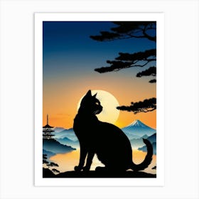 Japan Cat Art 5 Art Print