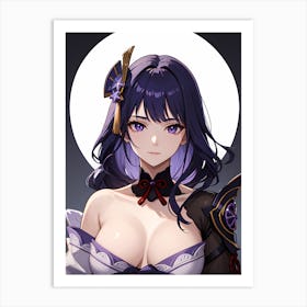 Anime Girl With Purple Hair Art Print