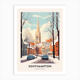 Vintage Winter Travel Poster Southampton United Kingdom 3 Art Print