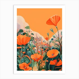 Boho Wildflower Painting California Poppy 3 Art Print