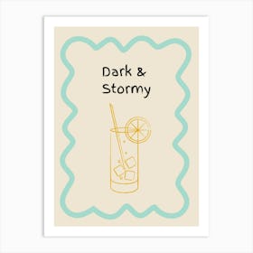 Dark & Stormy Doodle Poster Teal & Orange Art Print