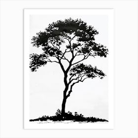 Pecan Tree Simple Geometric Nature Stencil 1 1 Art Print