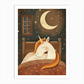 Unicorn Sleeping Under The Duvet At Night Muted Pastels 2 Art Print