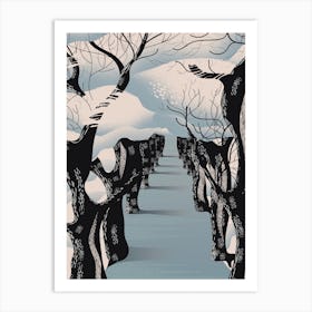 Japanese Landscape trees Art Print