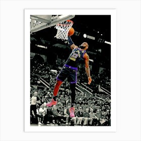 Lebron James Of The Los Angeles Lakers Dunks On The San Antonio Spurs Art Print