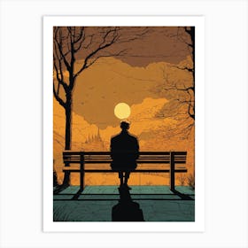 Man Sitting On A Bench Art Print