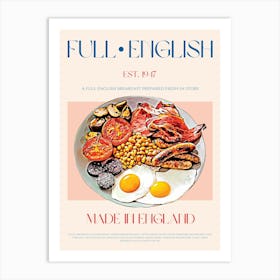 Full English Breakfast Mid Century Art Print