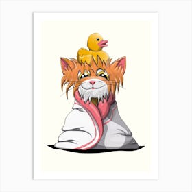 Cat In Towel Art Print