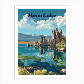 Mono Lake California Basin Salt Travel Art Illustration Póster