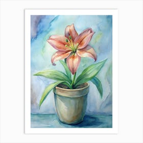 Pink Lily In A Pot Art Print