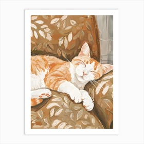 Cat Sleeping On Couch 6 Art Print