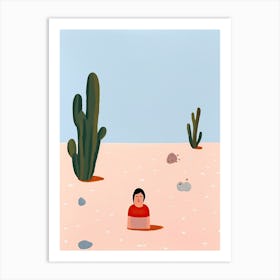 Desert Scene, Tiny People And Illustration 4 Art Print