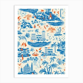 Rio De Janeiro, Brazil, Inspired Travel Pattern 2 Art Print